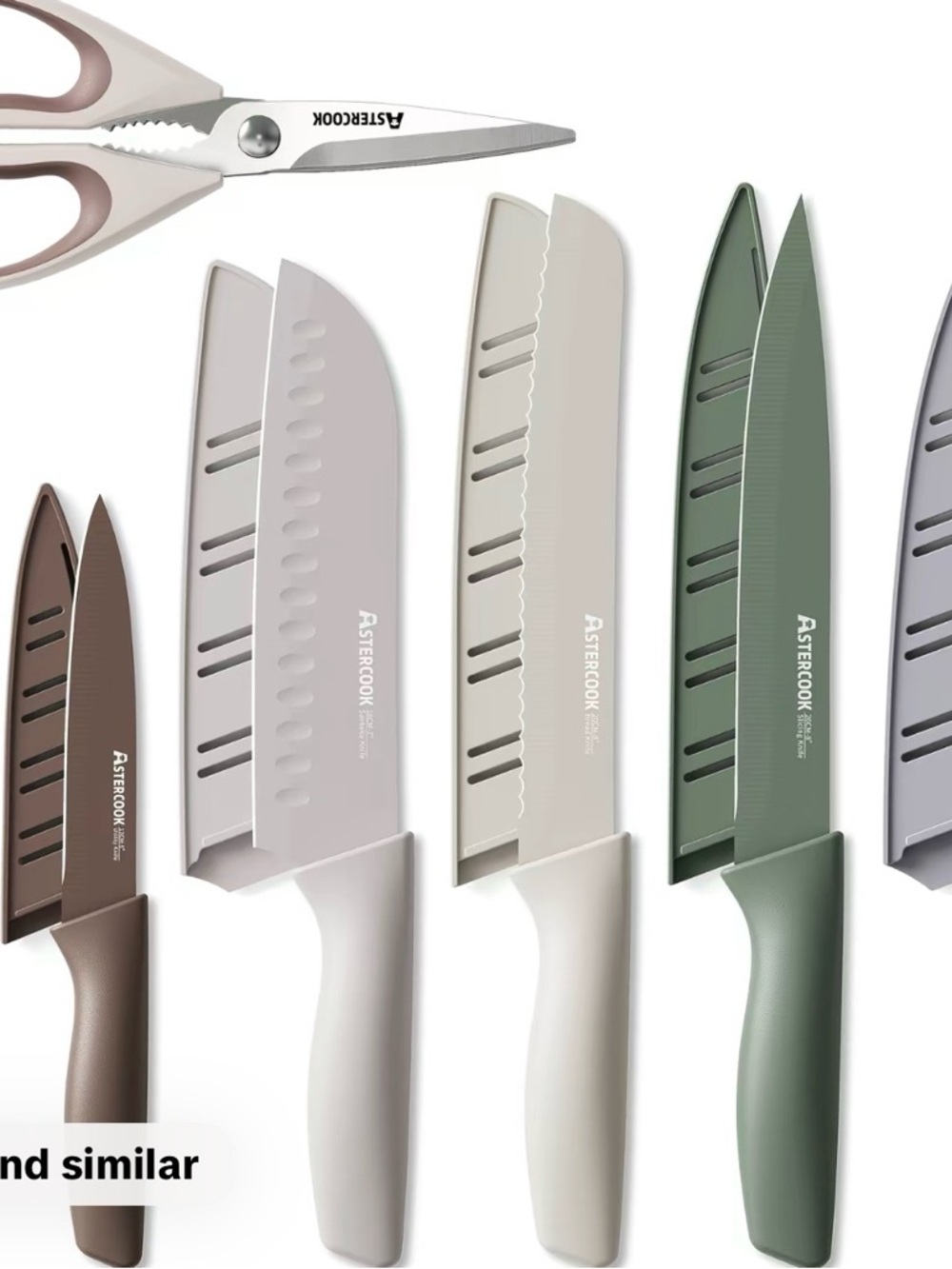 Astercook 7-Piece
Kitchen Knives Set  With blade covers and shears